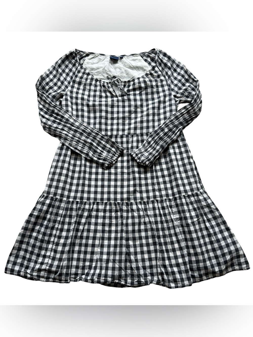 GAP Gingham Tiered Mini Dress XS Cottagecore Picnic Prairie Boho Cotton Country